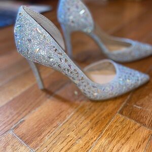 INC silver sparkle 3” heels size 6.5